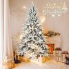 6FT Un-Lit Flocked Artificial Christmas Tree, Bringstar Hinged Xmas Trees w/ 1100 Premium PVC Branches