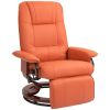 Swivel Recliner Chair, Adjustable Swivel Lounge Chair with Footrest, Armrest and Wrapped Wood Base for Living Room, Light Red