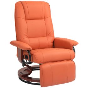 Swivel Recliner Chair, Adjustable Swivel Lounge Chair with Footrest, Armrest and Wrapped Wood Base for Living Room, Light Red
