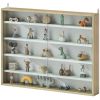 HOMCOM 5-Tier Display Cabinet, Wall-Mounted Display Case with 2 Glass Doors and Adjustable Shelves, Oak and White