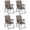 4 Pieces Folding Dining Chairs with Smooth Armrests and Sling Back