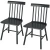 HOMCOM Dining Chairs Set of 2, Farmhouse Wood Kitchen Chairs with Rubber Wood Frame, Spindle Back for Dining Room, Black