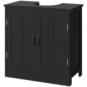 kleankin Bathroom Sink Cabinet, Pedestal Sink Cabinet with Adjustable Shelf, Black