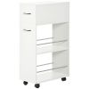 HOMCOM 3- tier Slim Storage Cart, Rolling Narrow Kitchen Cart on Wheels for Small Place, Slide Out Side Utility Cart for Bathroom, Laundry