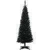 5' Artificial Pencil Christmas Tree, Slim Xmas Tree with 294 Realistic Branch Tips and Plastic Stand, Black