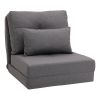 Convertible Flip Chair, Floor Lazy Sofa, Folding Upholstered Couch Bed with Adjustable Backrest, Metal Frame and Pillows for Living Room Bedroom