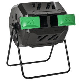 Outsunny Tumbling Compost Bin Outdoor 360Â° Dual Chamber Rotating Composter 43 Gallon, Green