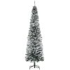 7.5' Tall Unlit Snow-Flocked Slim Artificial Christmas Tree with Realistic Branches and 738 Tips