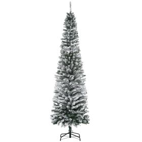 7.5' Tall Unlit Snow-Flocked Slim Artificial Christmas Tree with Realistic Branches and 738 Tips