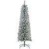 HOMCOM 6ft Artificial Christmas Tree, Snow Flocked Branches, Metal Base, Pencil Xmas Tree