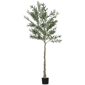 HOMCOM 6ft Artificial Olive Tree in Pot with Silk Leaves, Fruits, Faux Tree, Indoor Fake Plant for Home, Office, Living Room