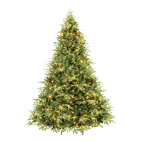 Artificial 6.5ft Green Christmas Tree with 2225 PE/PVC Mixed Branch Tips, 450L warm white led, Steel wire