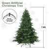 Artificial 7.5ft Green Christmas Tree with 3135 PE/PVC Mixed Branch Tips, Steel wire, Hinged Premium & Foldable Base for Indoor Holiday Decorating