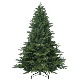 Artificial 7.5ft Green Christmas Tree with 3135 PE/PVC Mixed Branch Tips, Steel wire, Hinged Premium & Foldable Base for Indoor Holiday Decorating