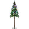 HOMCOM 6' Artificial Christmas Trees, with Warm White or Colorful LED Lights, Pencil Shape, Steel Base