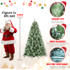 Artificial 7ft Green Christmas Tree with 1348PVC/Hard Needle Mixed Branch Tips,Pine cone,Hinged Premium & Foldable Base for Indoor Holiday Decorating