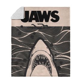 Jaws Duotone Poster Silk Touch Sherpa Throw Blanket 50x60 inches
