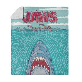 Jaws Squiggle Poster Silk Touch Sherpa Throw Blanket 50x60 inches