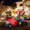 9ft Christmas Inflatables Outdoor Decorations Santa Claus Driving Trailer with Colorful Gift Boxes