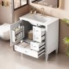 30 Inch Bathroom Vanity with Ceramic Sink, Grey Bathroom with 3 Drawers, Solid Wood Frame Modern Bathroom Storage Cabinet , Ideal for Home