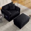Oversized 57.48" Recliner Chair with Movable Ottoman - Soft Chenille Upholstered Indoor Lounge Chair for Living Room or Bedroom,DIY Combination,Black