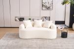 LY-025S-BG COMPRESSION SOFA: Double-seat beige sofa, Wood Grain Chenille fabric, full sponge compression sofa