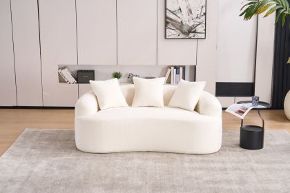 LY-025S-BG COMPRESSION SOFA: Double-seat beige sofa, Wood Grain Chenille fabric, full sponge compression sofa