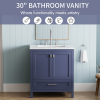 30" Bathroom Vanity with Sink, Fully Assembled Bathroom Sink Cabinet with Marble Countertop, Navy Blue 24V03-30NB