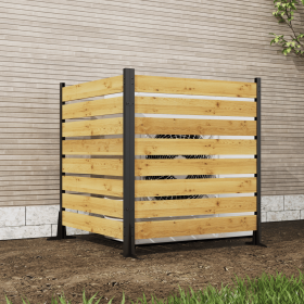 Goodyo 55"x38.5"W (2 Panels) Cedar Wood Privacy Screen, Outdoor Privacy Walls, Privacy Wood Fence for Pool Equipment Enclosure, Trash Can Enclosures