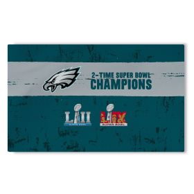 Philadelphia Eagles NFL 2025 Super Bowl LIX Multi Champ Tradition Washable Rug 36X62 Inches
