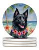 Belgian Sheepdog Luau Large Sandstone Coasters Pack of 4 Absorbent Round Coasters Decor Gifts for Men or Women, 4 in, Multicolor