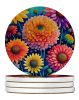 Colorful Chrysanthemums Large Sandstone Coasters Pack of 4 Absorbent Round Coasters Decor Gifts for Men or Women, 4 in, Multicolor
