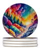 Colorful Dusty Miller Large Sandstone Coasters Pack of 4 Absorbent Round Coasters Decor Gifts for Men or Women, 4 in, Multicolor
