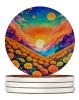 Colorful Marigolds Large Sandstone Coasters Pack of 4 Absorbent Round Coasters Decor Gifts for Men or Women, 4 in, Multicolor