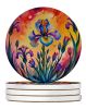 Colorful Iris Large Sandstone Coasters Pack of 4 Absorbent Round Coasters Decor Gifts for Men or Women, 4 in, Multicolor