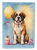 Saint Bernard Happy Birthday House Flag Large Porch Sleeve Pole Decorative Outside Yard Banner Artwork Wall Hanging, Polyester, House Size, Multicolor