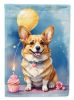 Corgi Happy Birthday House Flag Large Porch Sleeve Pole Decorative Outside Yard Banner Artwork Wall Hanging, Polyester, House Size, Multicolor