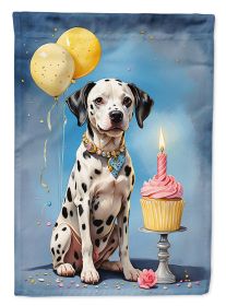 Dalmatian Happy Birthday House Flag Large Porch Sleeve Pole Decorative Outside Yard Banner Artwork Wall Hanging, Polyester, House Size, Multicolor