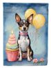Rat Terrier Happy Birthday House Flag Large Porch Sleeve Pole Decorative Outside Yard Banner Artwork Wall Hanging, Polyester, House Size, Multicolor