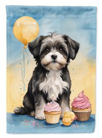 Havanese Happy Birthday House Flag Large Porch Sleeve Pole Decorative Outside Yard Banner Artwork Wall Hanging, Polyester, House Size, Multicolor