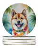 Akita Luau Large Sandstone Coasters Pack of 4 Absorbent Round Coasters Decor Gifts for Men or Women, 4 in, Multicolor