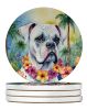 White Boxer Luau Large Sandstone Coasters Pack of 4 Absorbent Round Coasters Decor Gifts for Men or Women, 4 in, Multicolor