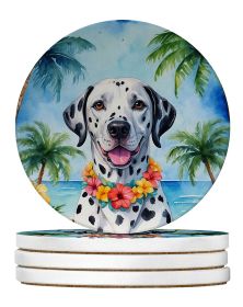 Dalmatian Luau Large Sandstone Coasters Pack of 4 Absorbent Round Coasters Decor Gifts for Men or Women, 4 in, Multicolor