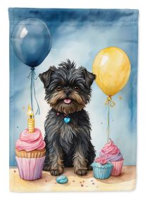 Affenpinscher Happy Birthday House Flag Large Porch Sleeve Pole Decorative Outside Yard Banner Artwork Wall Hanging, Polyester, House Size, Multicolor