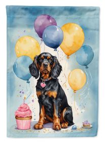 Gordon Setter Happy Birthday House Flag Large Porch Sleeve Pole Decorative Outside Yard Banner Artwork Wall Hanging, Polyester, House Size, Multicolor