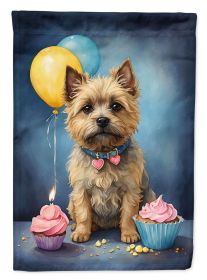 Cairn Terrier Happy Birthday House Flag Large Porch Sleeve Pole Decorative Outside Yard Banner Artwork Wall Hanging, Polyester, House Size, Multicolor