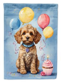 Cockapoo Happy Birthday House Flag Large Porch Sleeve Pole Decorative Outside Yard Banner Artwork Wall Hanging, Polyester, House Size, Multicolor