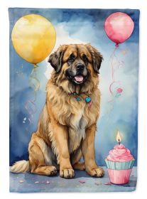 Leonberger Happy Birthday House Flag Large Porch Sleeve Pole Decorative Outside Yard Banner Artwork Wall Hanging, Polyester, House Size, Multicolor