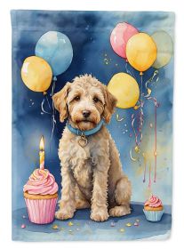 Labradoodle Happy Birthday House Flag Large Porch Sleeve Pole Decorative Outside Yard Banner Artwork Wall Hanging, Polyester, House Size, Multicolor