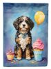 Bernedoodle Happy Birthday Garden Flag Mailbox Flag Decorative Yard Flag Banner Outside Patio Artwork Yard Flower Beds, Garden Size, Multicolor